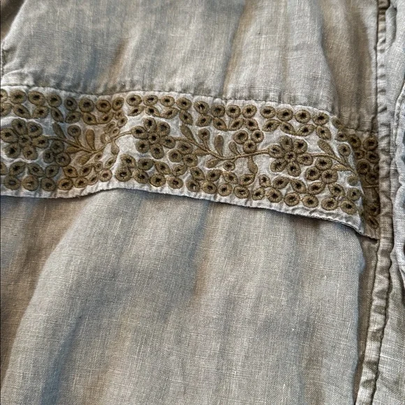 Sundance Grace Eyelet Hooded Linen Utility Jacket in olive green-M-Boho-Read - Picture 5 of 10